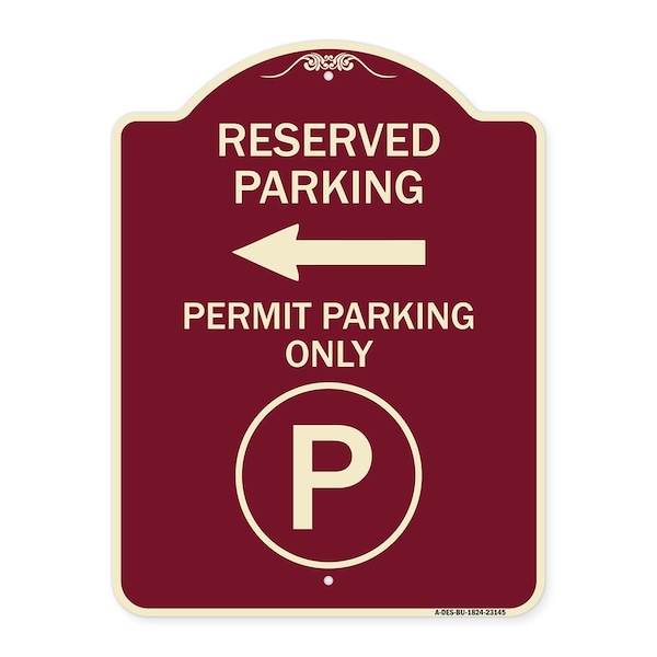 Reserved Parking Permit Parking with Symbol and Left Arrow Aluminum Sign, 24" x 18", BU-1824-23145